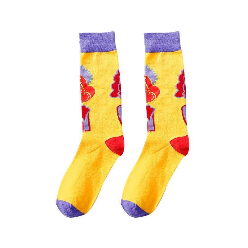 image-Tide Socks Creative Tube Socks Comic Cartoon Bright Color Couple Socks