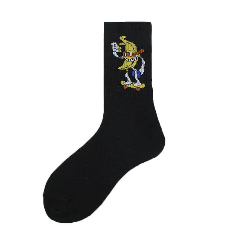 image-Socks Men's Tube Socks Ladies Striped Socks Sweat Absorbent Deodorant Socks Cactus Flame Banana