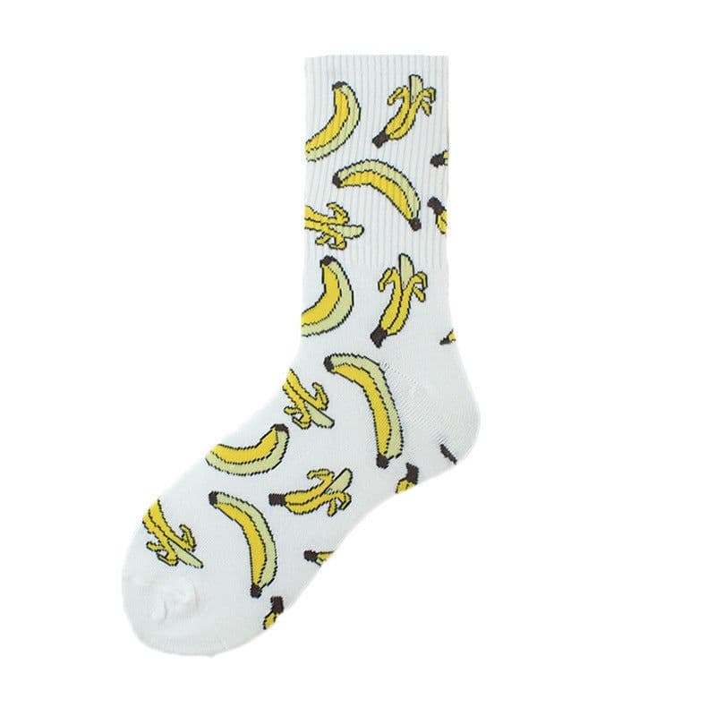 image-Socks Men's Tube Socks Ladies Striped Socks Sweat Absorbent Deodorant Socks Cactus Flame Banana