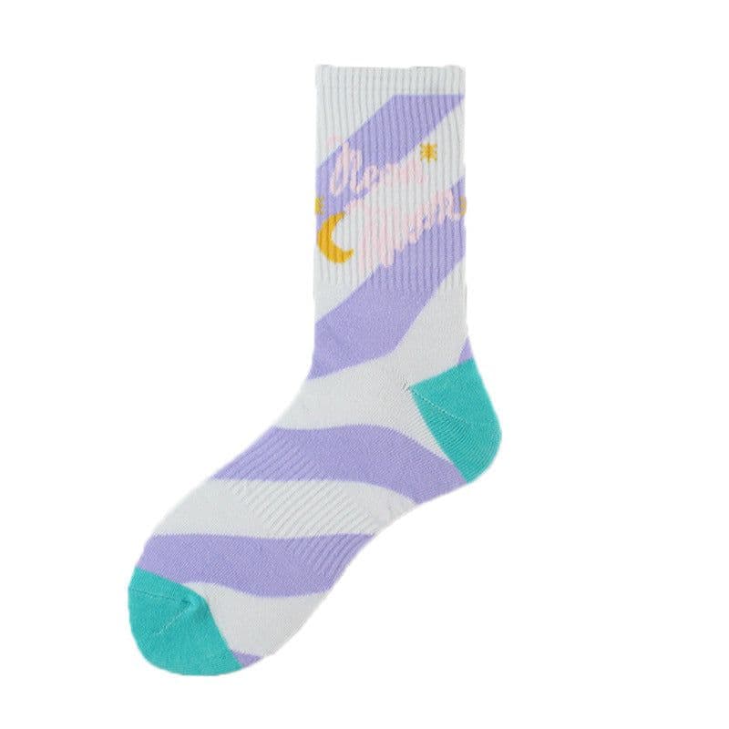 image-Socks Men's Tube Socks Ladies Striped Socks Sweat Absorbent Deodorant Socks Cactus Flame Banana
