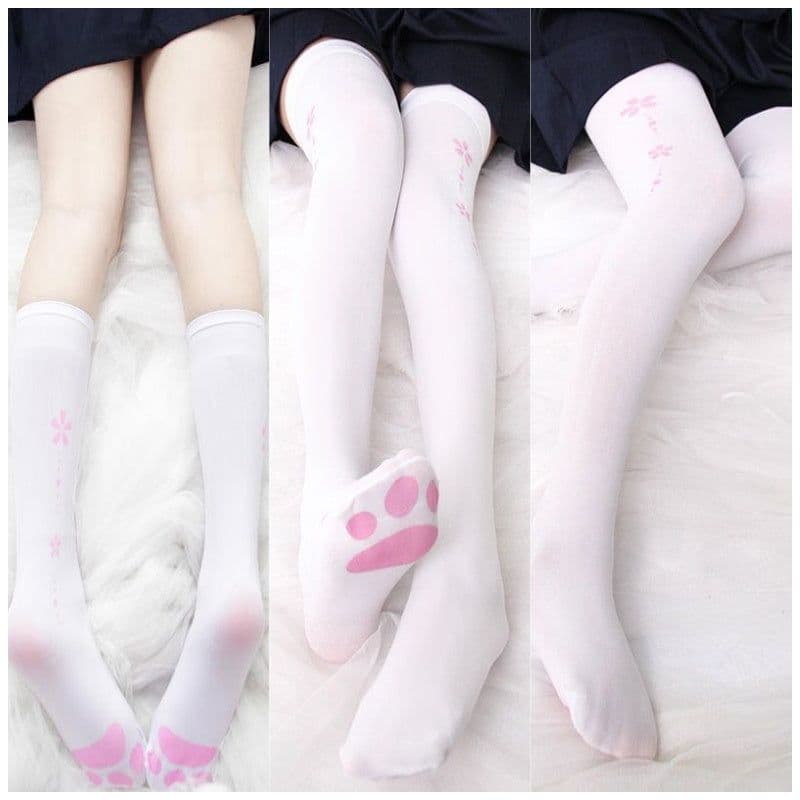 image-Cat Paw Print Calf Stockings Pantyhose
