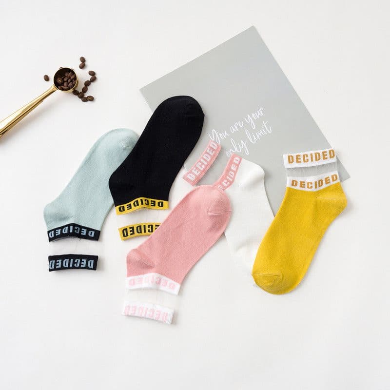 image-Socks Shop Thin Glass Fiber Short Tube College Socks Card Silk Cotton Bottom Socks