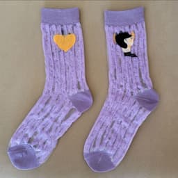 image-Socks Female New Cartoon Jacquard Korean Tube Socks Draw Thin Glass Stockings Cute Women Socks