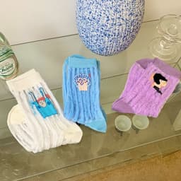 image-Socks Female New Cartoon Jacquard Korean Tube Socks Draw Thin Glass Stockings Cute Women Socks