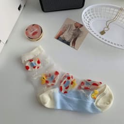 image-Strawberry Glass Silk Crystal Socks Japanese Thin Socks Women