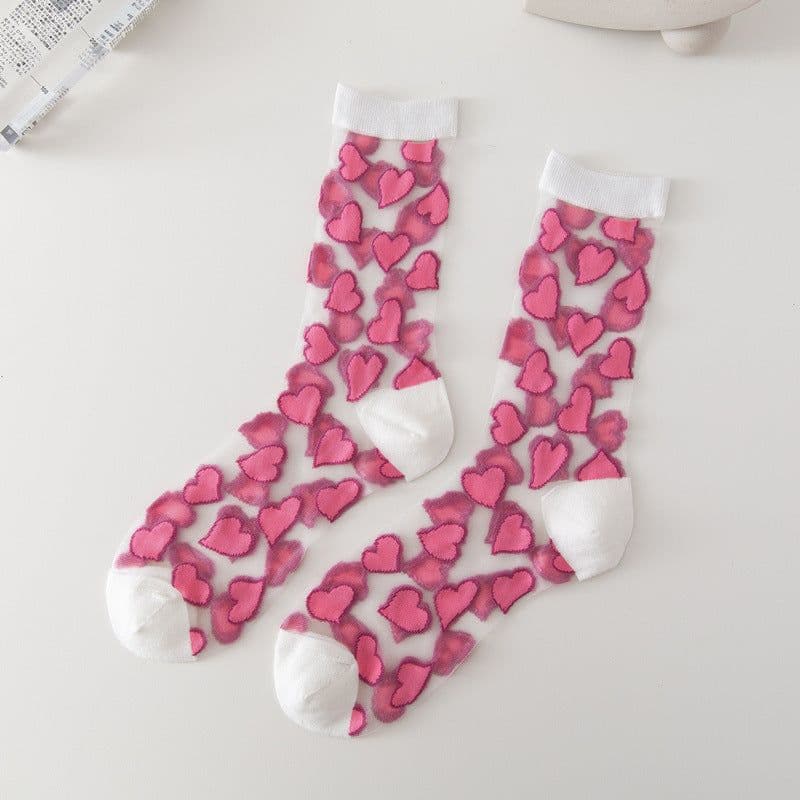image-Ladies Socks Love Thin Card Silk Boat Socks