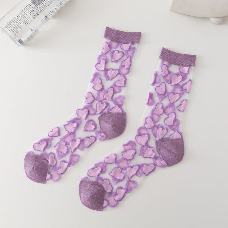 image-Ladies Socks Love Thin Card Silk Boat Socks