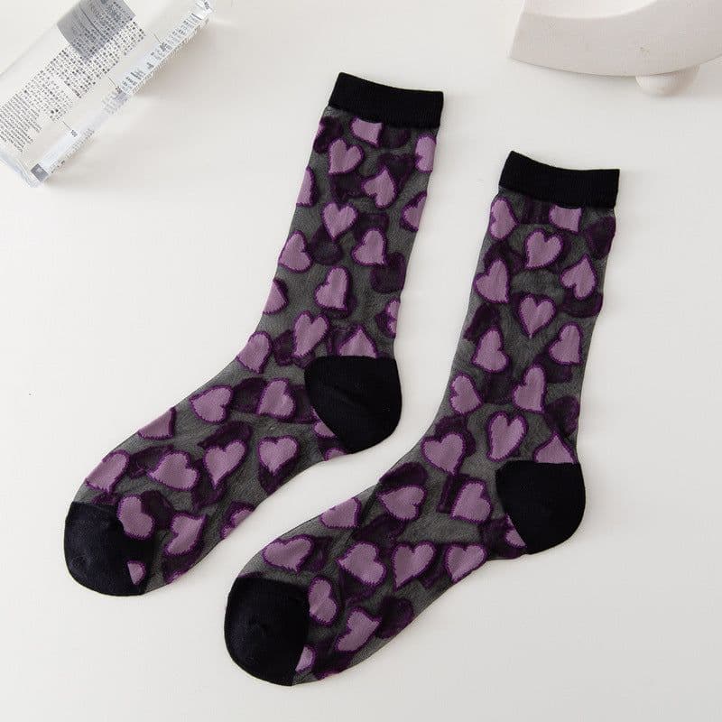 image-Ladies Socks Love Thin Card Silk Boat Socks