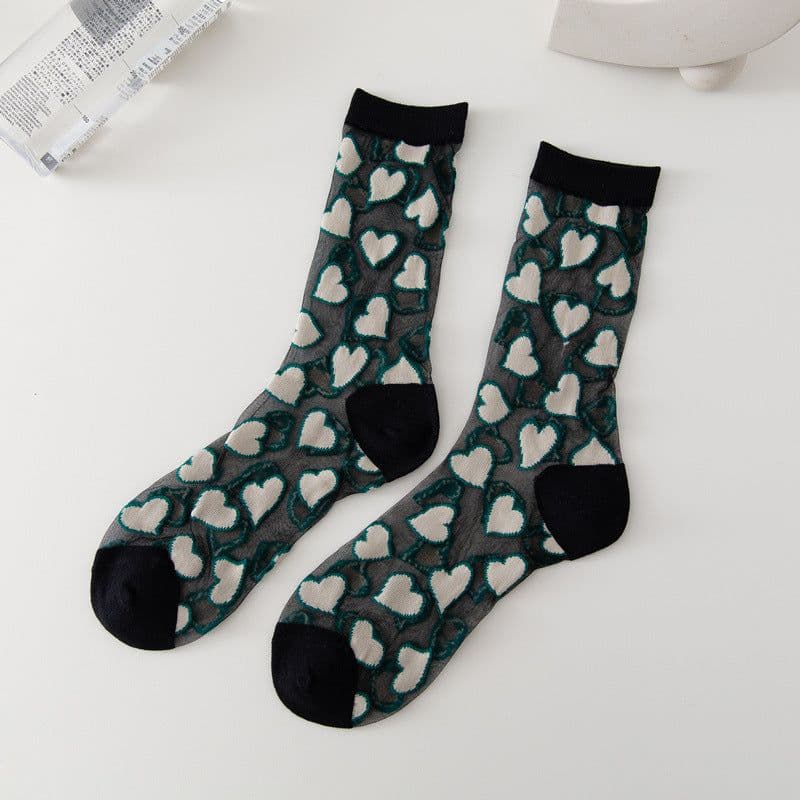 image-Ladies Socks Love Thin Card Silk Boat Socks