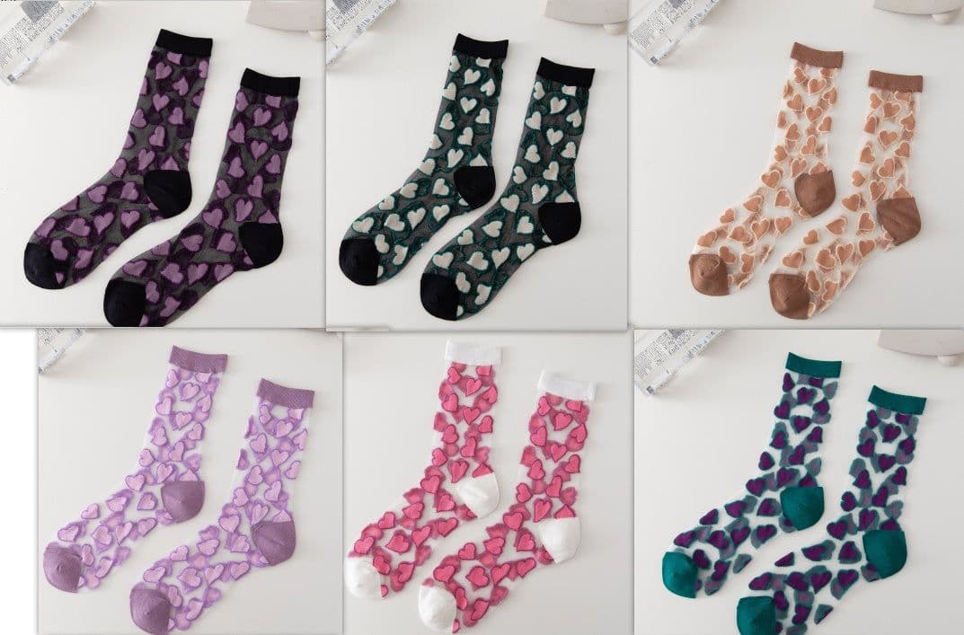 image-Ladies Socks Love Thin Card Silk Boat Socks