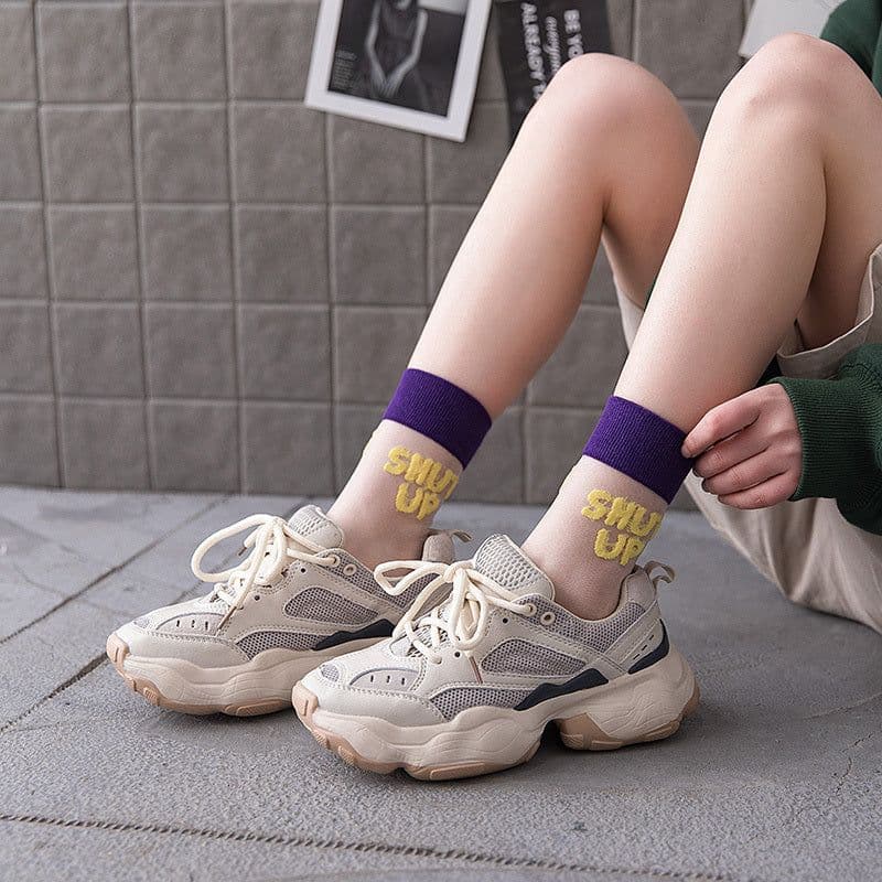 image-Glass Silk Crystal Socks Women Summer Thin Tube Socks