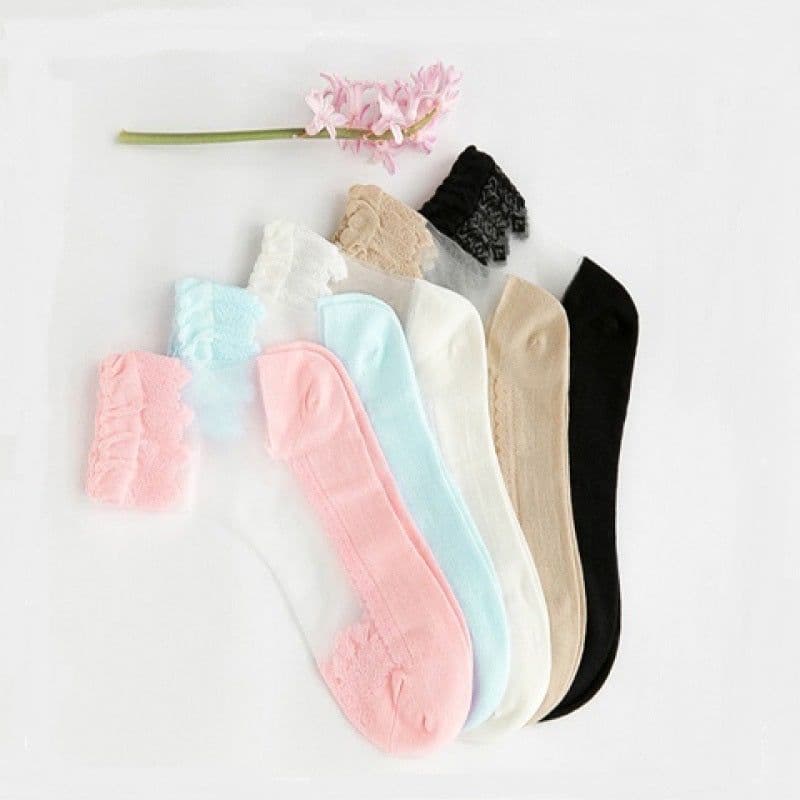 image-Women'S Thin Transparent Glass Silk Crystal Stockings