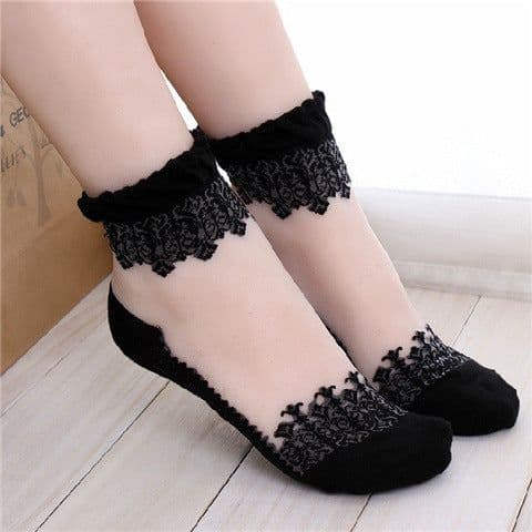 image-Women'S Thin Transparent Glass Silk Crystal Stockings
