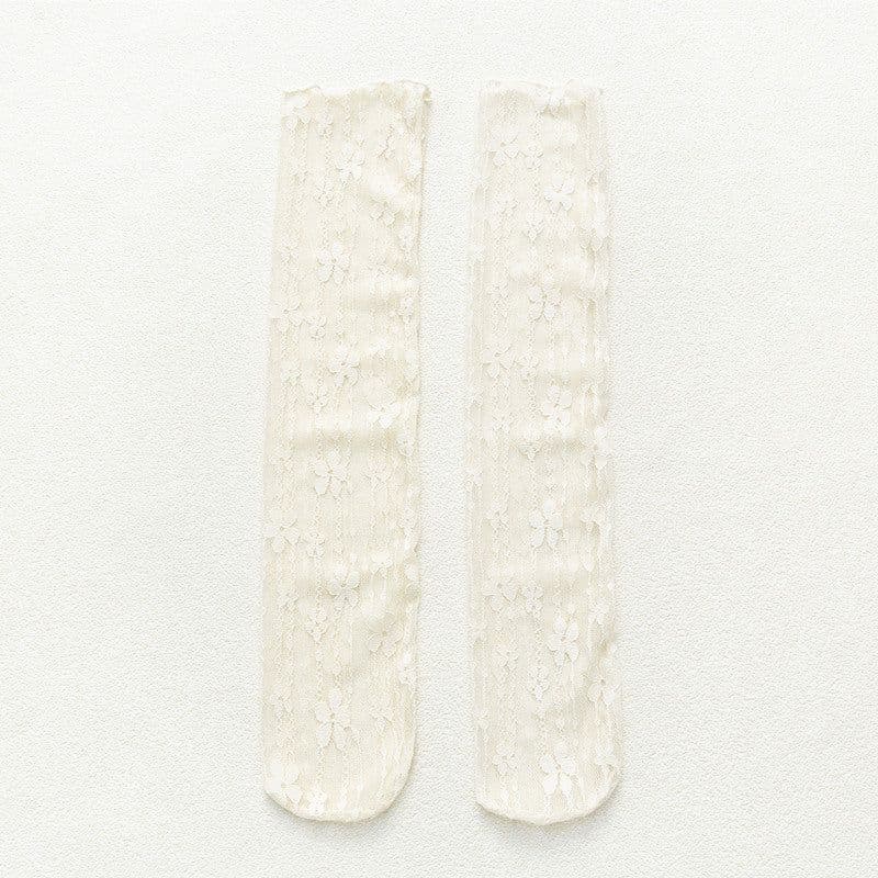 image-Socks Women's Tube Socks Transparent Lace Spring And Summer Piled Socks Thin Net Yarn Glass Socks Day