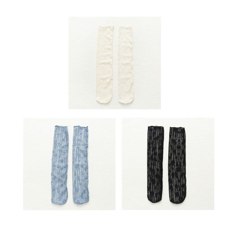 image-Socks Women's Tube Socks Transparent Lace Spring And Summer Piled Socks Thin Net Yarn Glass Socks Day