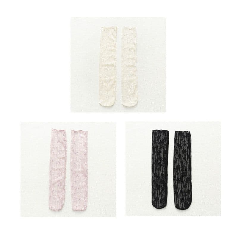 image-Socks Women's Tube Socks Transparent Lace Spring And Summer Piled Socks Thin Net Yarn Glass Socks Day
