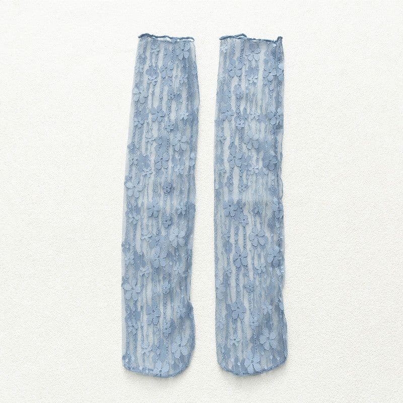 image-Socks Women's Tube Socks Transparent Lace Spring And Summer Piled Socks Thin Net Yarn Glass Socks Day