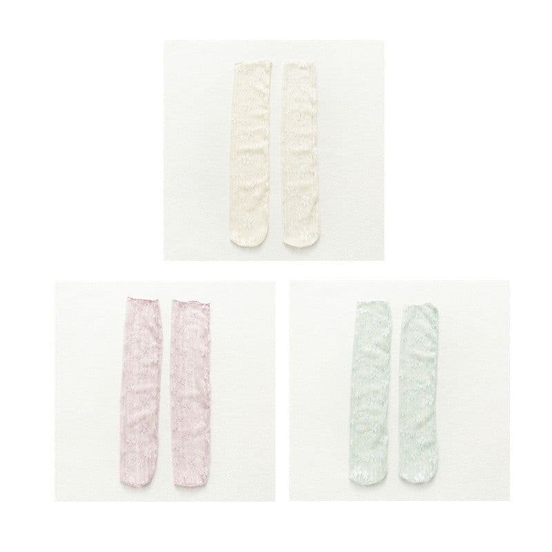 image-Socks Women's Tube Socks Transparent Lace Spring And Summer Piled Socks Thin Net Yarn Glass Socks Day