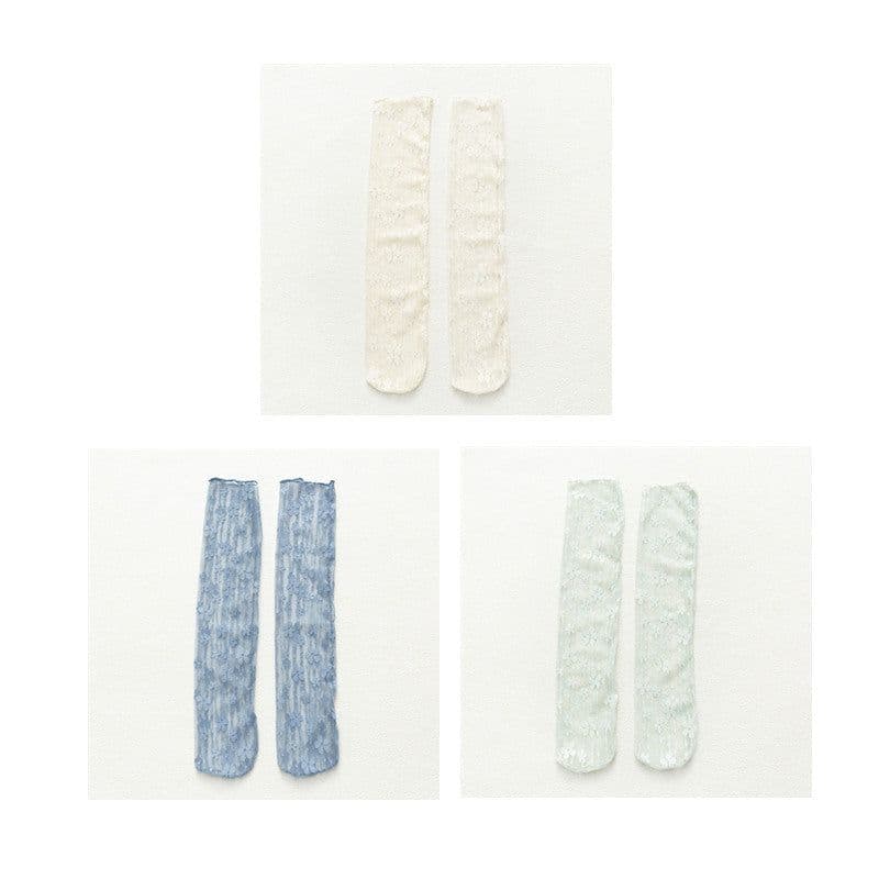 image-Socks Women's Tube Socks Transparent Lace Spring And Summer Piled Socks Thin Net Yarn Glass Socks Day