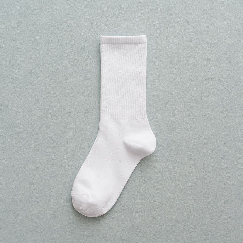 image-Black And White Solid Color Socks, Women's Tube Socks, Sports Cotton Socks Stockings