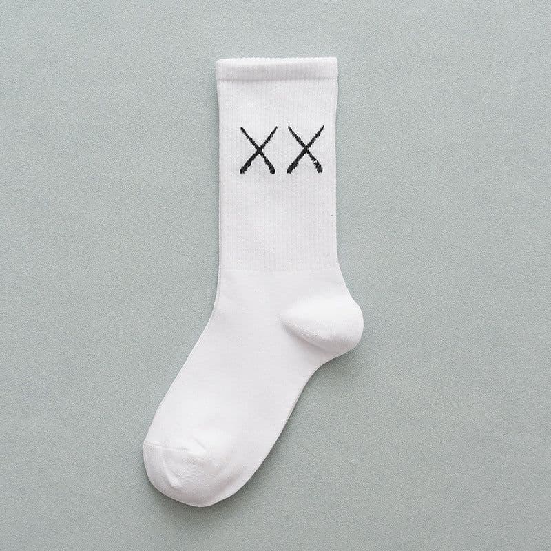 image-Black And White Solid Color Socks, Women's Tube Socks, Sports Cotton Socks Stockings