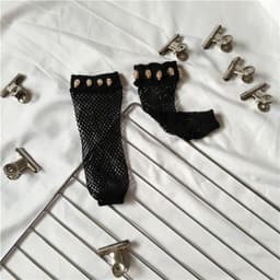 image-Hollow Cross Fishing Grid Socks Nails Pearl Socks Perspective