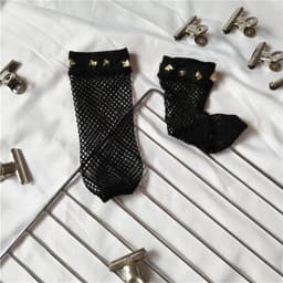 image-Hollow Cross Fishing Grid Socks Nails Pearl Socks Perspective