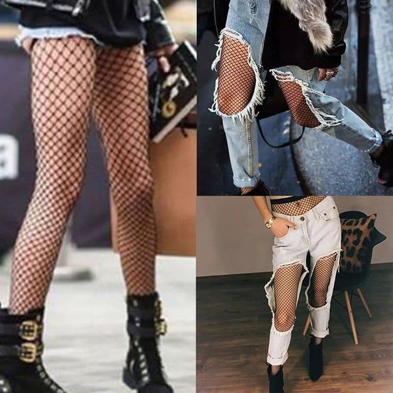 image-Hollow Out Pantyhose Women Stockings Club Party Hosiery Mesh