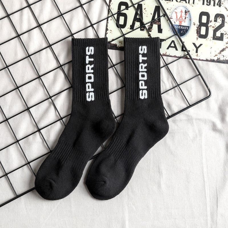 image-Towel Bottom High Tube Cotton Socks Black And White Basketball Socks Tide Socks
