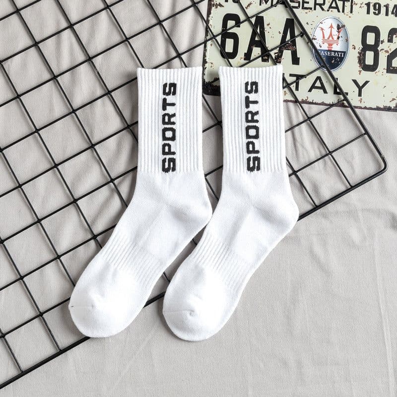 image-Towel Bottom High Tube Cotton Socks Black And White Basketball Socks Tide Socks
