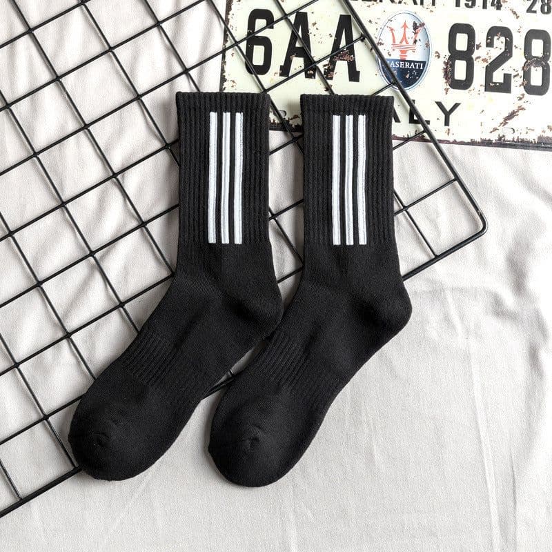 image-Towel Bottom High Tube Cotton Socks Black And White Basketball Socks Tide Socks