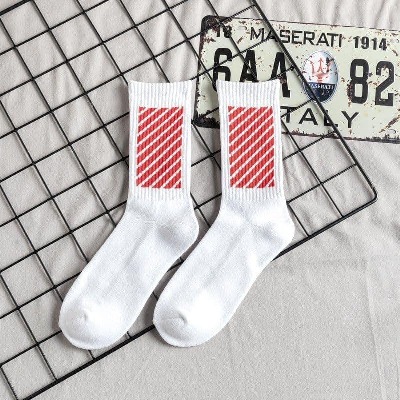 image-Towel Bottom High Tube Cotton Socks Black And White Basketball Socks Tide Socks