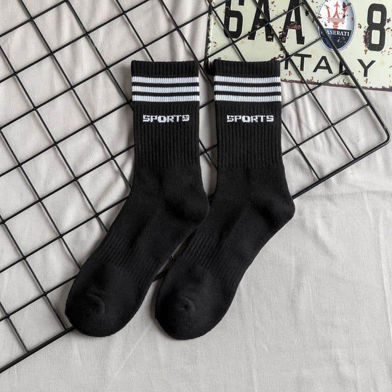 image-Towel Bottom High Tube Cotton Socks Black And White Basketball Socks Tide Socks