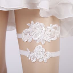 image-Handmade Rhinestone Lace Bridal Garter Bridal Leg Loop