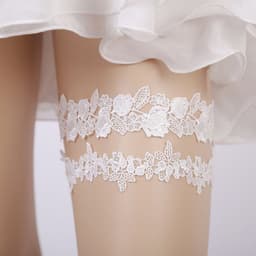 image-Handmade Rhinestone Lace Bridal Garter Bridal Leg Loop