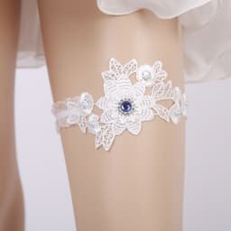 image-Handmade Rhinestone Lace Bridal Garter Bridal Leg Loop