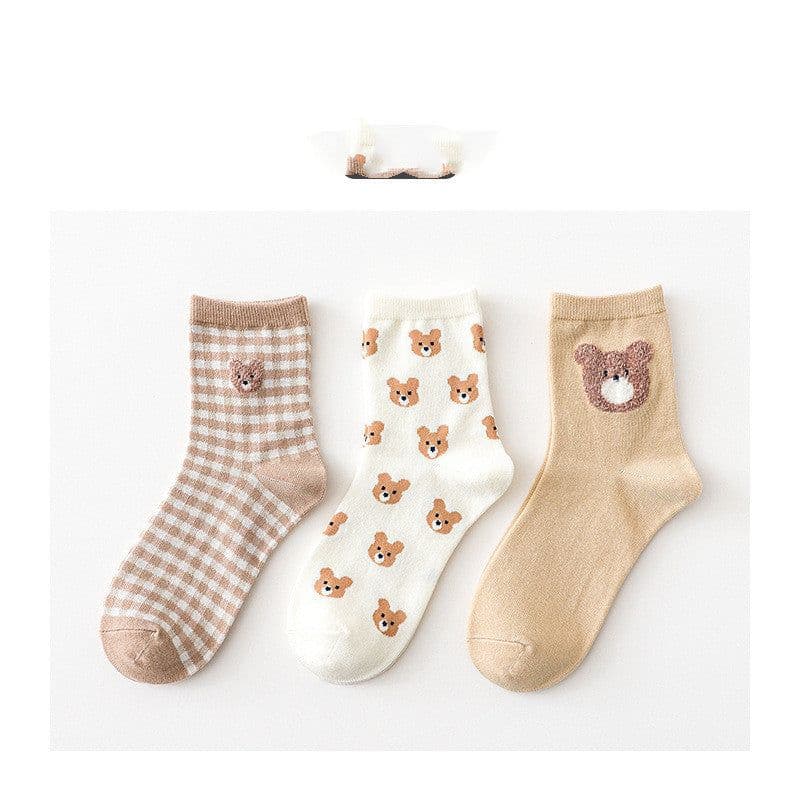 image-Cute Bear Girls Socks Funny Animal Party Women Socks Cotton Female Socks