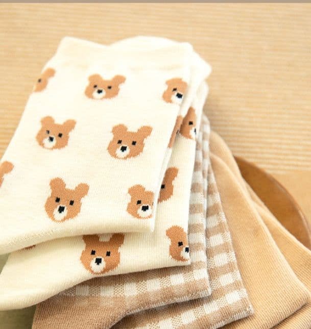 image-Cute Bear Girls Socks Funny Animal Party Women Socks Cotton Female Socks