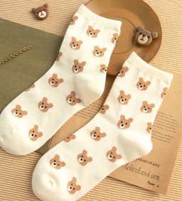 image-Cute Bear Girls Socks Funny Animal Party Women Socks Cotton Female Socks