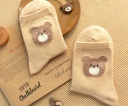 image-Cute Bear Girls Socks Funny Animal Party Women Socks Cotton Female Socks