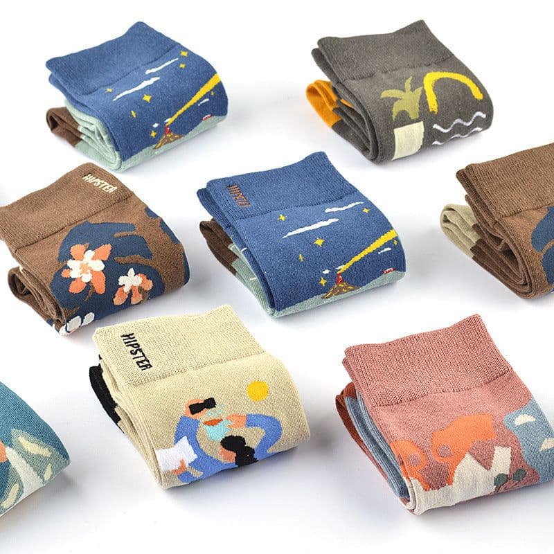 image-Personality Tide Socks Lighthouse Tide Socks Combed Cotton Embroidered Tube Socks