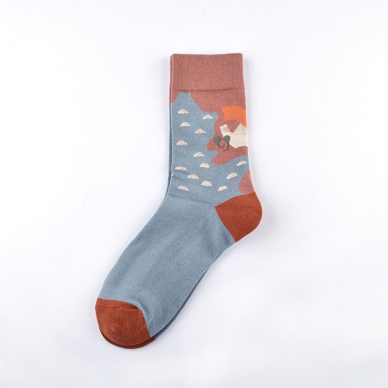 image-Personality Tide Socks Lighthouse Tide Socks Combed Cotton Embroidered Tube Socks