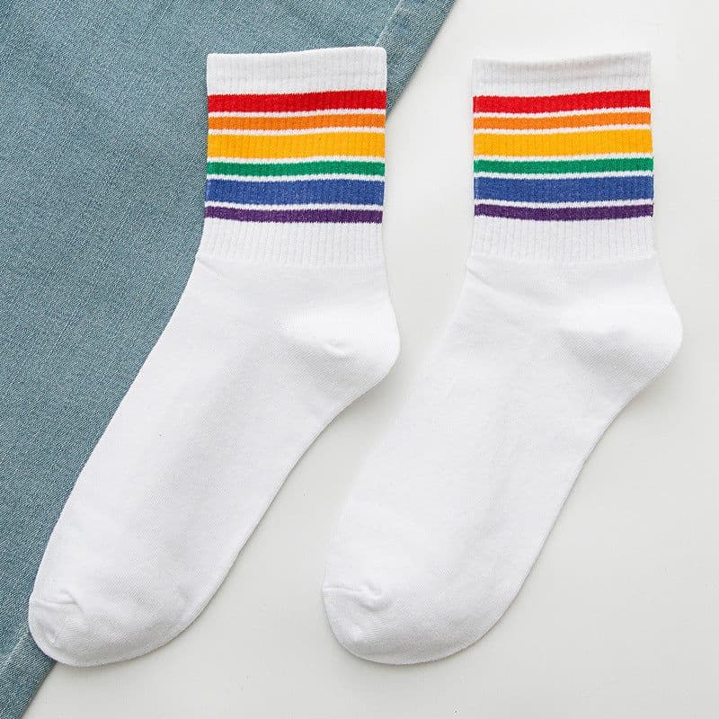 image-Rainbow Socks Women's Cotton Socks In Tube Socks
