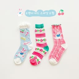 image-Summer thin ins illustration wind card silk socks cotton breathable girl socks