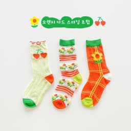 image-Summer thin ins illustration wind card silk socks cotton breathable girl socks