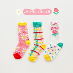 image-Summer thin ins illustration wind card silk socks cotton breathable girl socks
