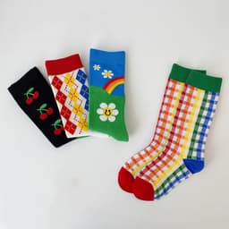 image-Striped Rainbow Plaid Children's Socks Cotton Children's Tube Socks