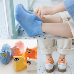 image-Mesh Children's Socks Cartoon Embroidered Children's Boat Socks Emoticons