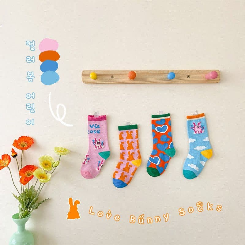 image-Color Block Tube Socks Cotton Baby Socks