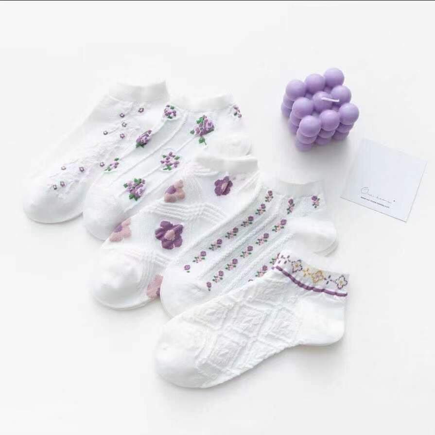 image-Summer Thin Shallow Mouth Boat Socks Ladies Cotton Socks